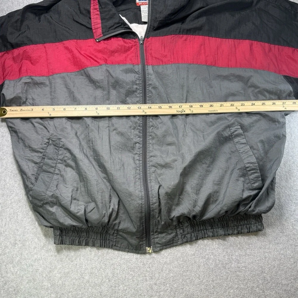 Vintage Athletic Works Windbreaker Jacket‎ Colorblock Black Red Gray Men's Large